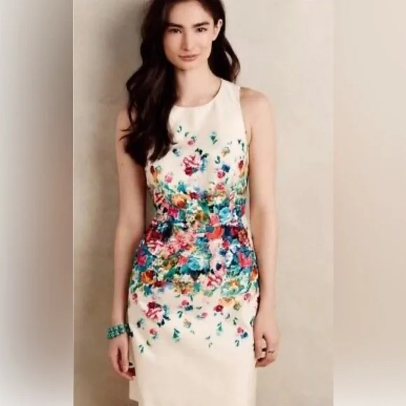 Anthropologie Maeve Tea Garden Floral Sheath Dress - Picture 2 of 10